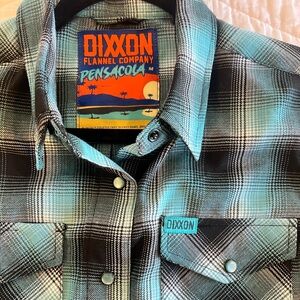 The Pensecola Women’s DIXXON Aqua and Black Plaid Flannel Shirt